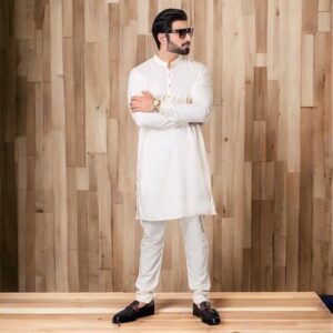 Formal AZ Collection Stitched White Plain Shalwar Kurta