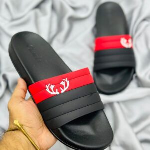 Red N Black Classic Slides For Men