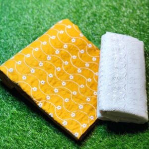 2 Pcs Unstitched Mustard Chicken Kari Suit