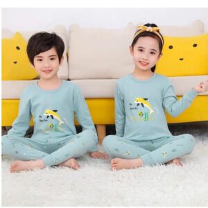 Sky Blue Fish Printed Kids Wear