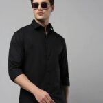 Black Plain Boski Casual Shirts