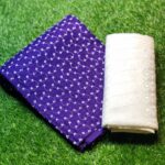 2 Pcs Unstitched R-Blue And White Chicken Kari Suit