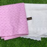 2 Pcs Unstitched Purple And White Chicken Kari Suit