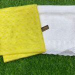 2 Pcs Unstitched Yellow And White Chicken Kari Suit